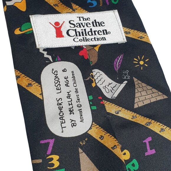 Vintage Men Teachers Lessons Save Children Necktie Educator Math Science History - Picture 4 of 5